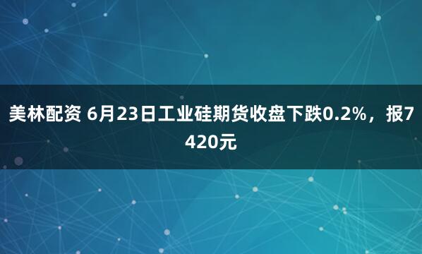 美林配资 6月23日工业硅期货收盘下跌0.2%，报7420元