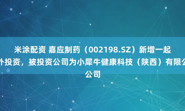 米涂配资 嘉应制药（002198.SZ）新增一起对外投资，被投资公司为小犀牛健康科技（陕西）有限公司