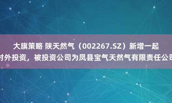 大旗策略 陕天然气（002267.SZ）新增一起对外投资，被投资公司为凤县宝气天然气有限责任公司